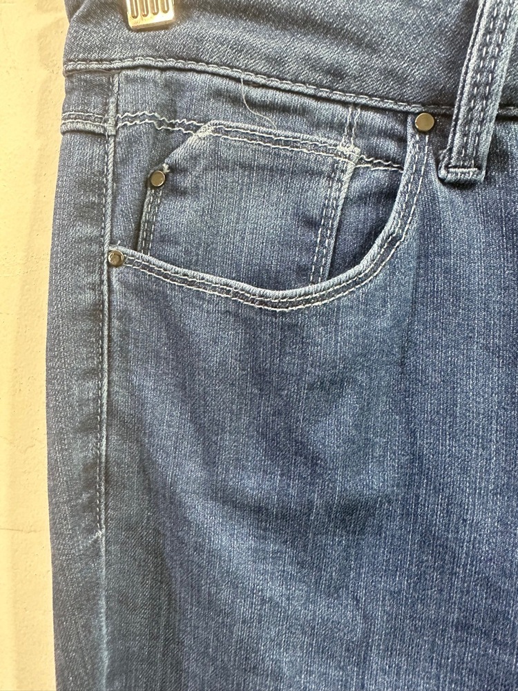 Laurie Felt Los Angeles Jeans Women Sz 10 Blue Flare Frayed Hem 5-Pocket Stretch - Picture 3 of 15